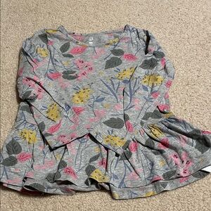 GAP Gray Dress with Pink and Yellow Floral Design